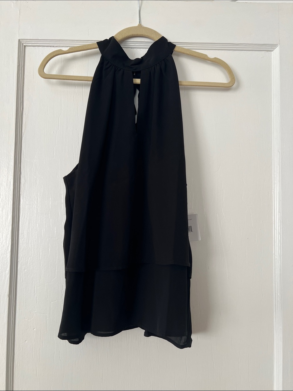 Ella Rafaella Black Layered Halter Top XL NWT Back Bow